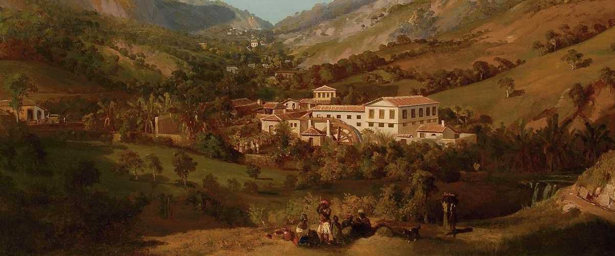 Brazilian fazenda in Empire period - detail from painting by Eduard Hildebrandt