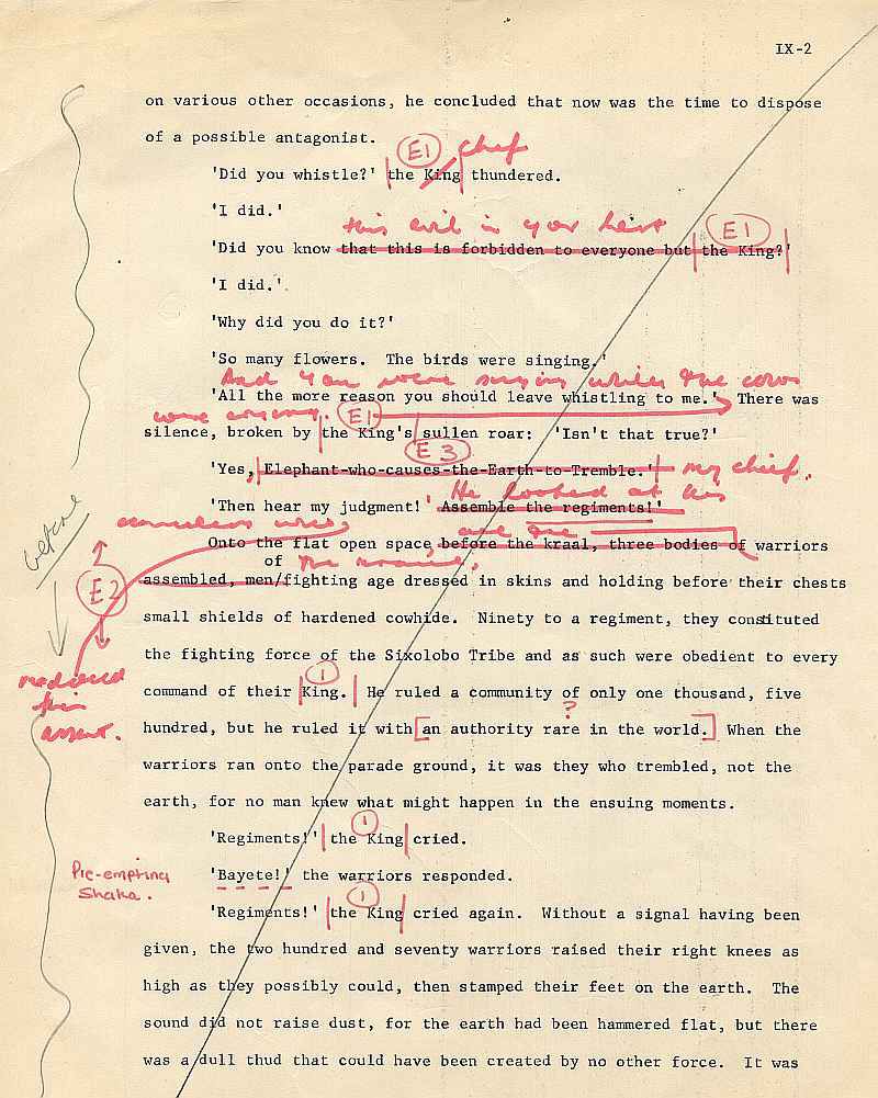 James A. Michener draft pages for The Mfecane chapter ( 2)