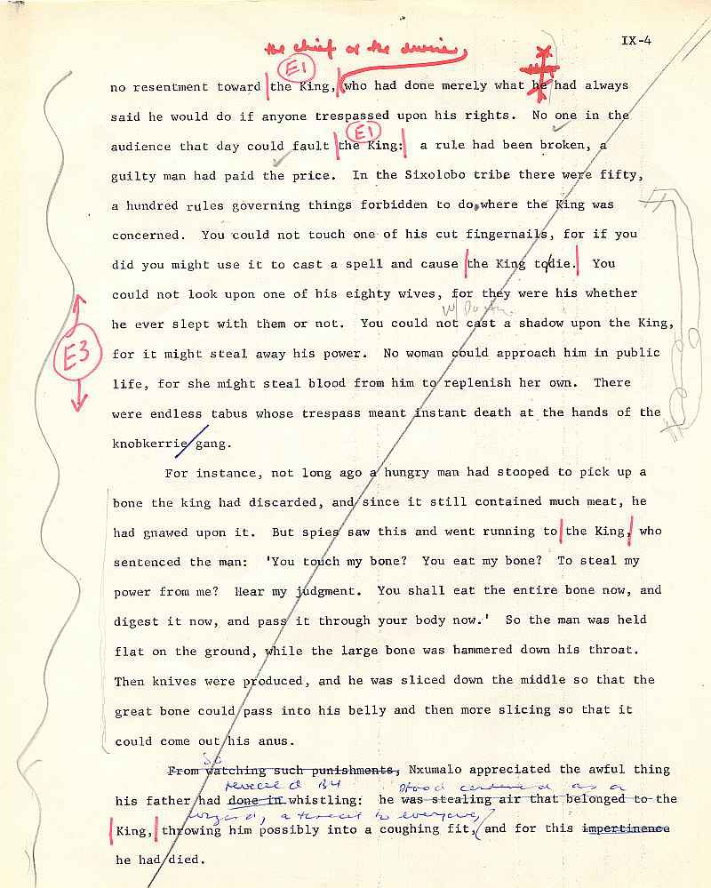 James A. Michener draft pages for The Mfecane chapter ( 4)