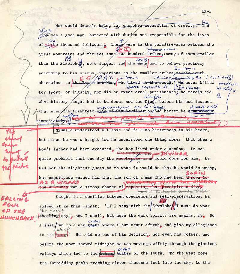James A. Michener draft pages for The Mfecane chapter ( 5)