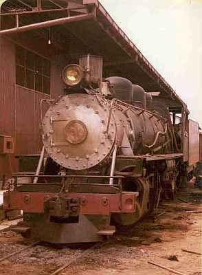 Madeira-Mamoré railroad locomotive in Porto Velho yard, 1981