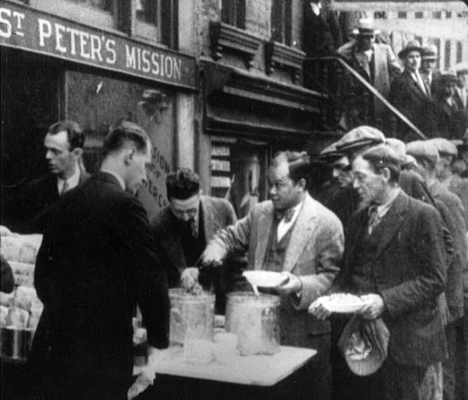 Long line of people waiting to be fed: New York City, 1932 -   Franklin D. roosevelt Library