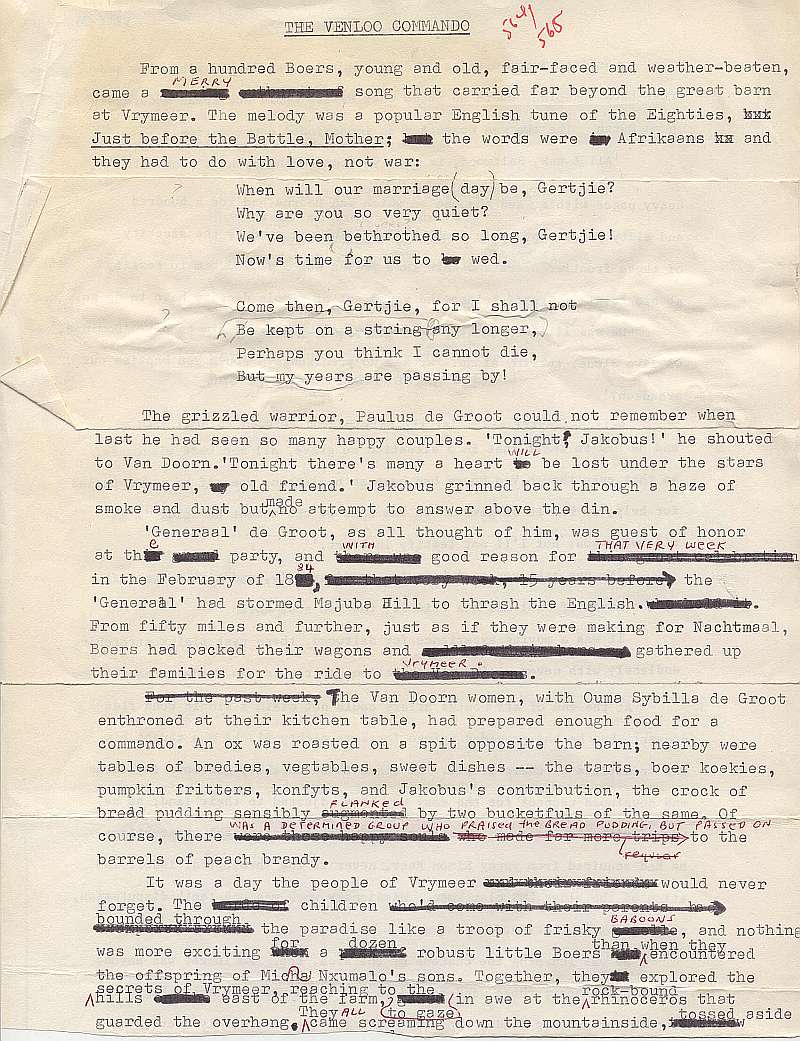 Michener - Covenant - Boer War Commando Uys Draft 1