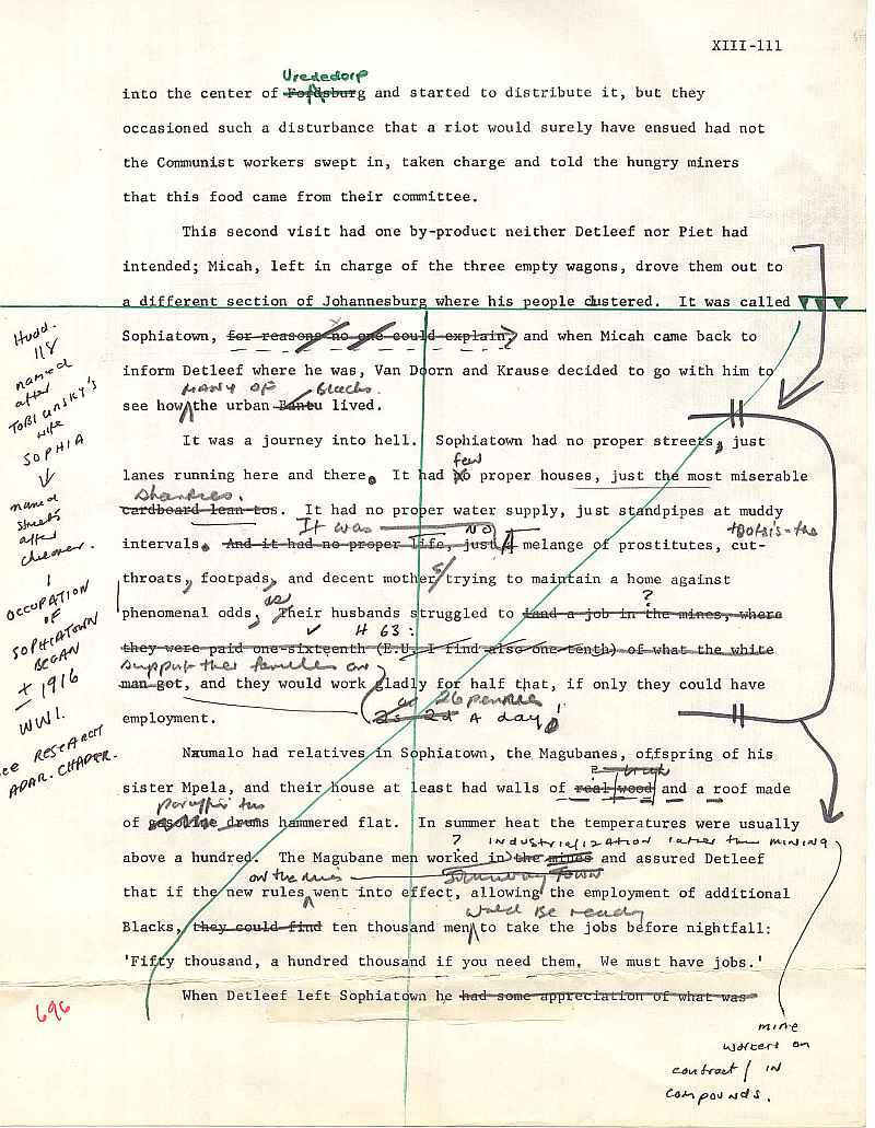 Michener - Covenant - Sophiatown  draft 