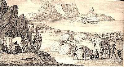 Hottentot Village, 1706, from  http://www.geocities.com/Athens/Rhodes/1266/genetic-eva.htm