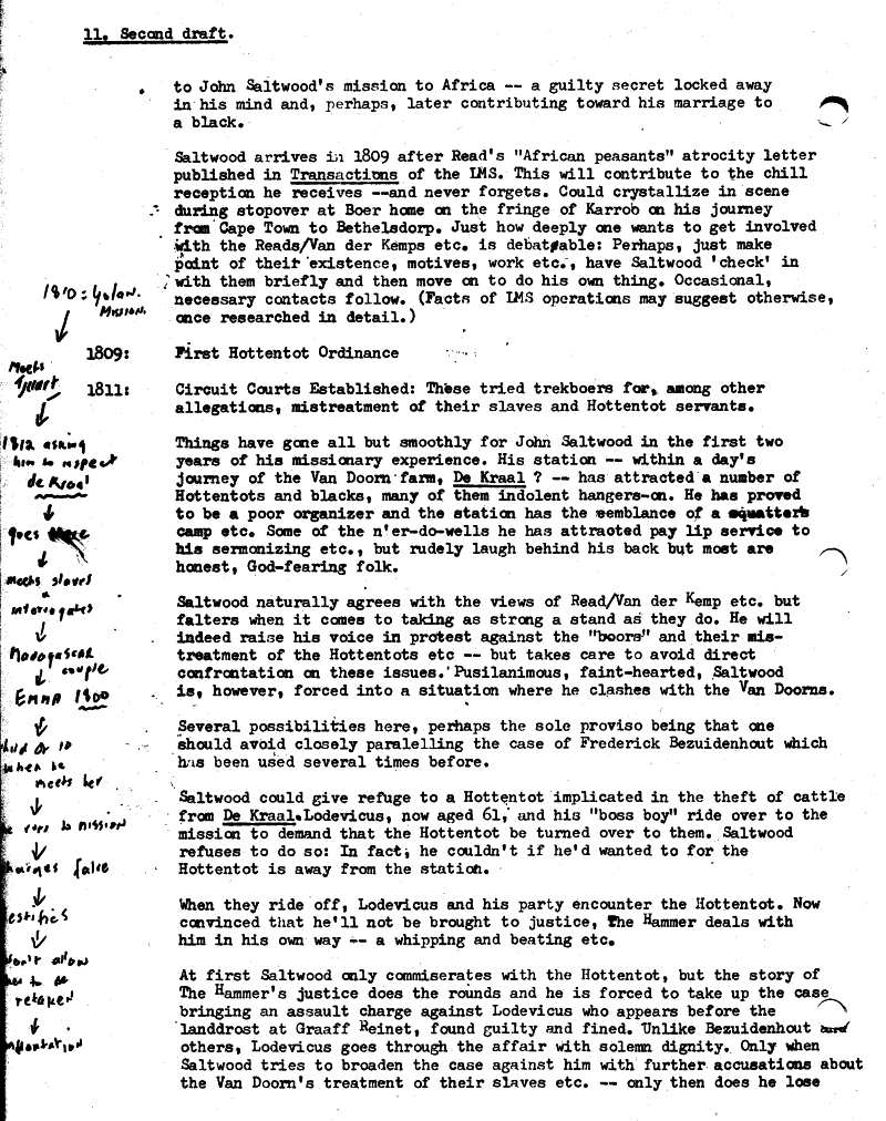 James Michener's Covenant - Uys Plotting Notes for Saltwood Family 3