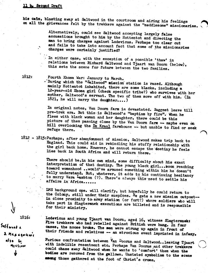 James Michener's Covenant - Uys Plotting Notes for Saltwood Family 4
