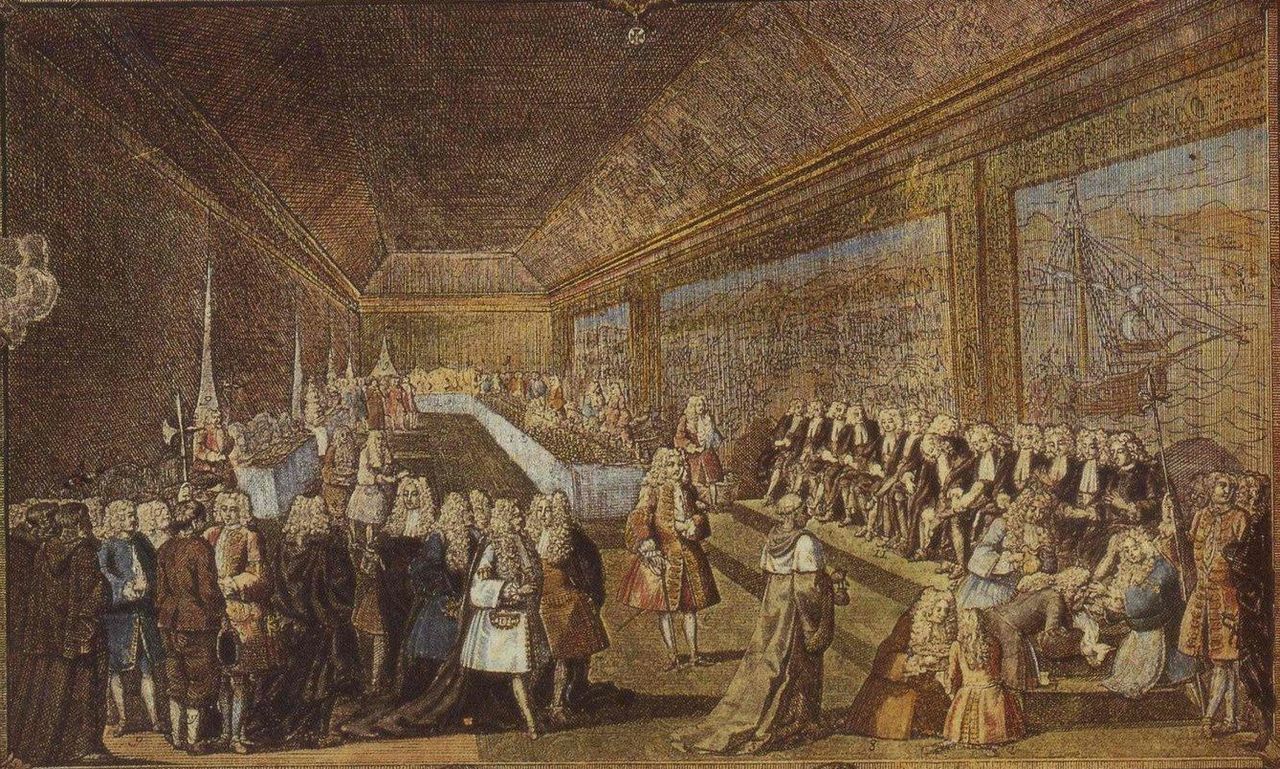 Court function at the Palace of Ribeira in 1748