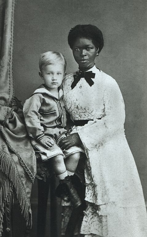 Eugen Keller and his nanny in Pernambuco, Brazil. - Alberto Henschel