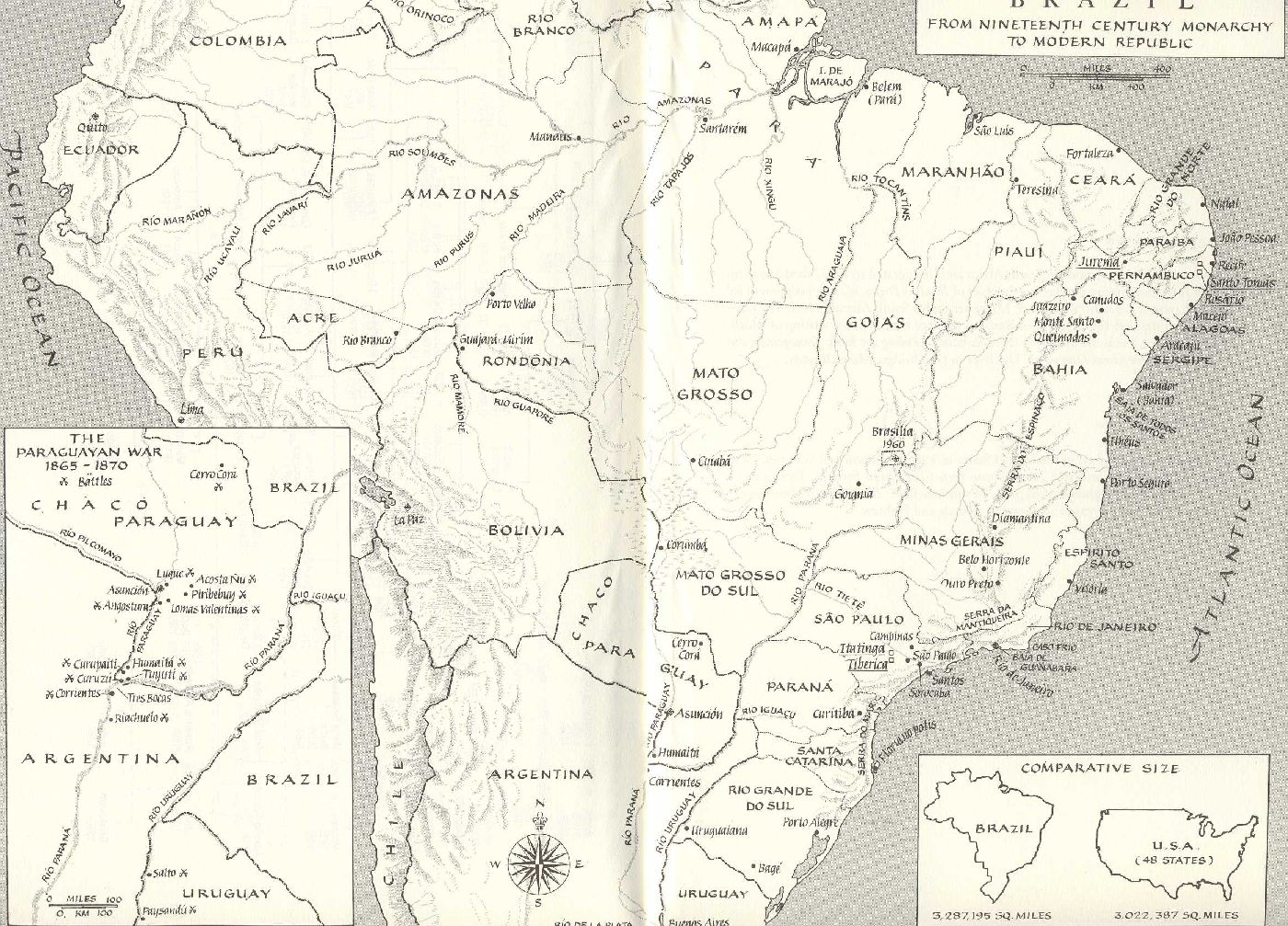 Brazil - map from the epic novel by Errol Lincoln Uys