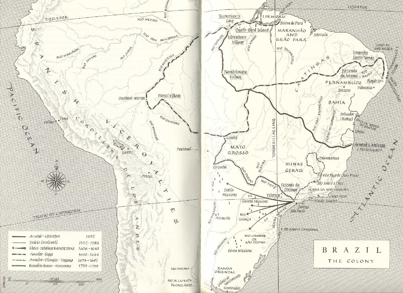 Brazil - map from the epic novel by Errol Lincoln Uys