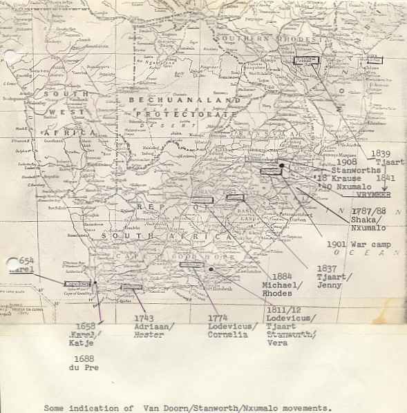 Locations in The Covenant from Errol Lincoln Uys plotting notes