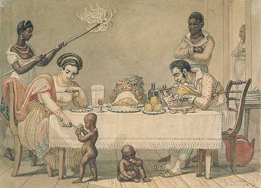 Brazilian slaves in domestic scene - Debret