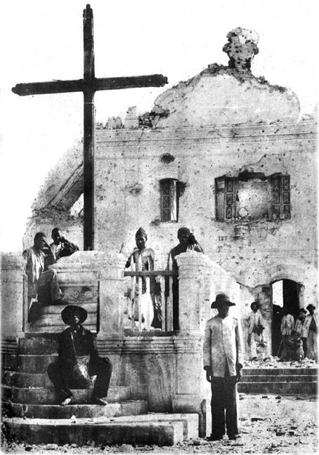 Canudos church after bombardment by Brazilian army