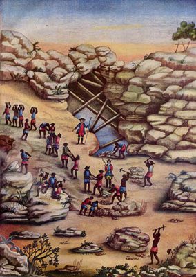 Brazilian slaves | 18th century diamond mining. - Carlos Juliao - http://slaveryimages.org/