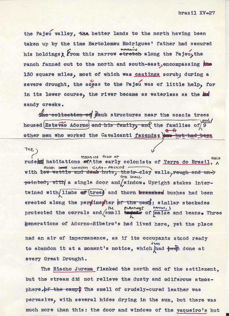 Second draft typed manuscript for the epic novel, Brazil, by Errol Lincoln Uys