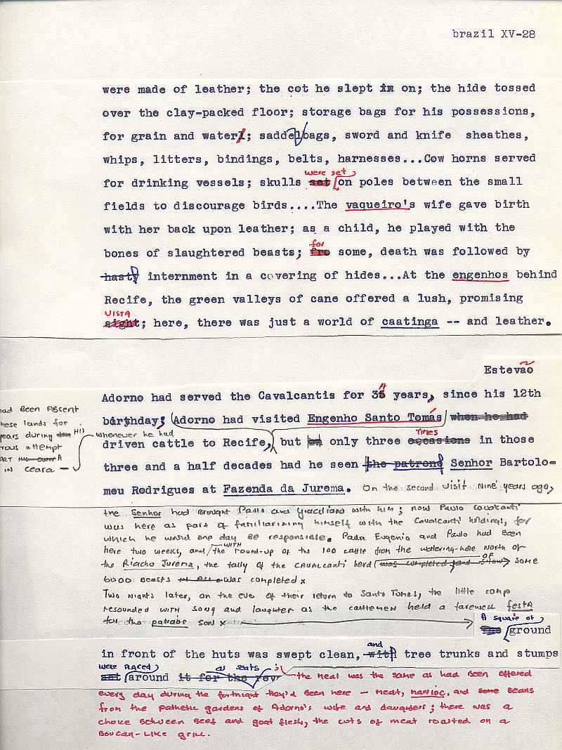 Second draft typed manuscript for the epic novel, Brazil, by Errol Lincoln Uys (example 2)