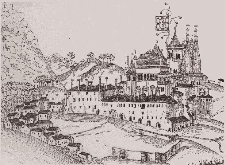 Drawing of Sintra Royal Palace in 1509 (Portugal) - Duarte D'Armas