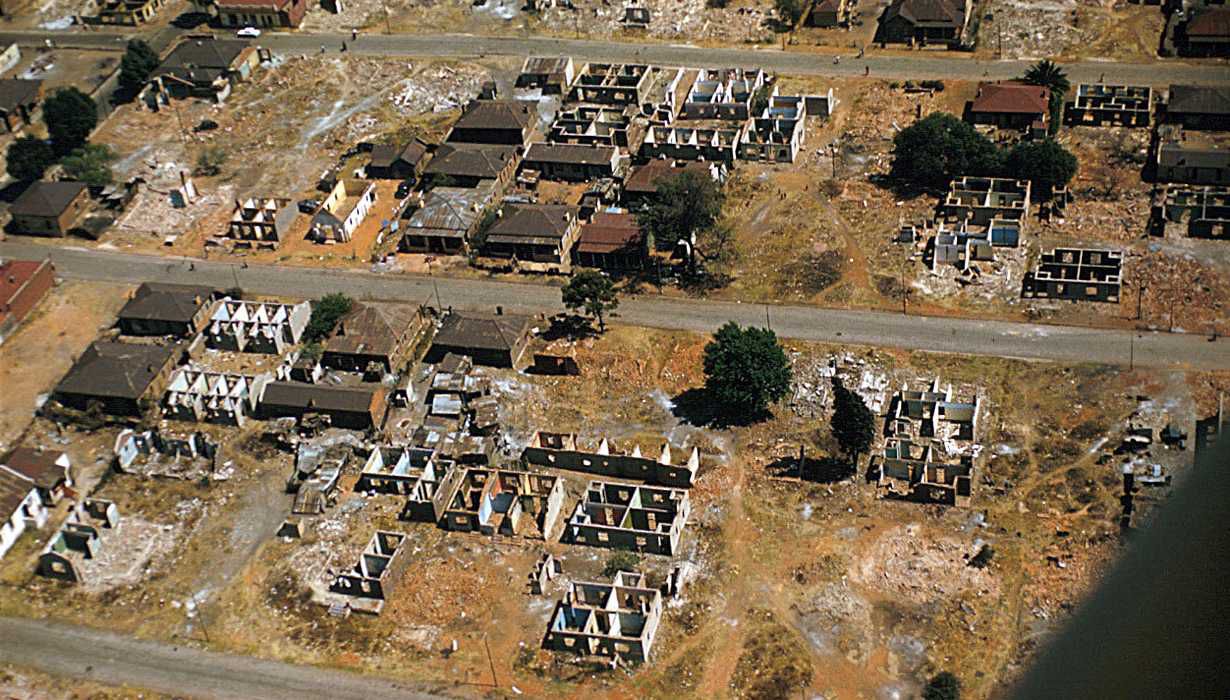 Aerial view of Sophiatown, as it was left after removal of the population under the Western Areas Removal Scheme, Johannesburg, South Africa - Eliot Elifoson - Smithsonian SIRIS