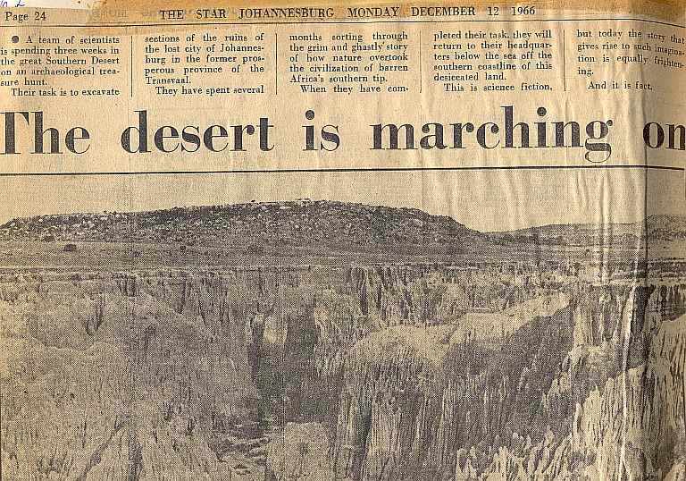 Desert is marching on -  Star. Johannesburg, 1966