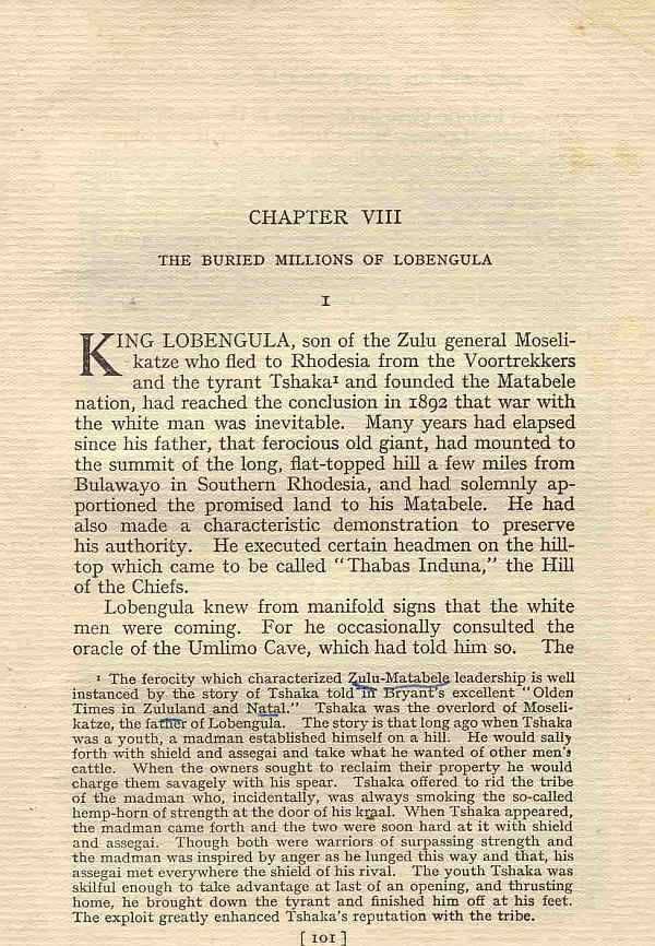 Buried millions of Lobengula - Hedley Chilvers