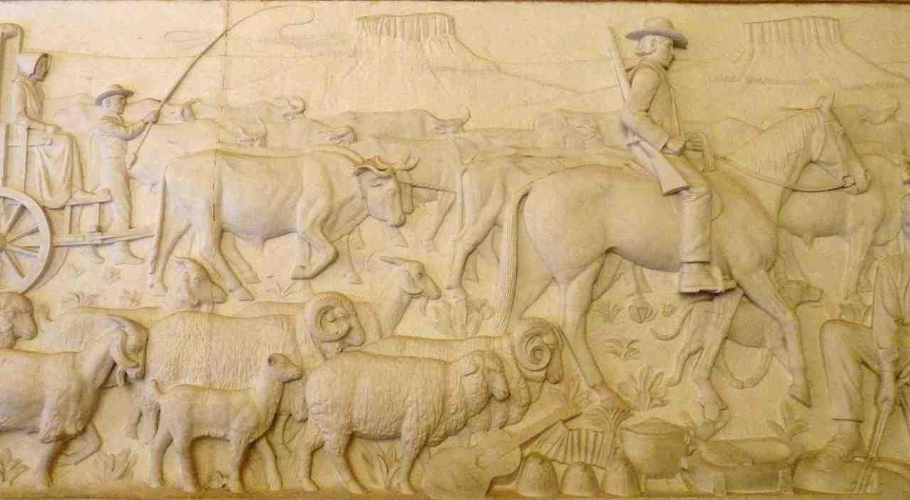 Voortrekker Monument marble relief - Boers leaving eastern Cape