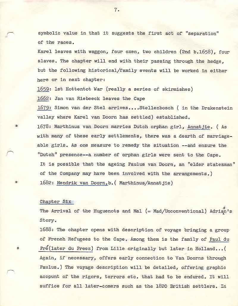 Example page 1 Page from Outline for Michener novel, The Covenant